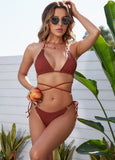 Criss-Cross Triangle String Halter Bikini