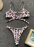 Leopard Metal Ring Thong Suit Bikini