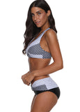 Black and White Polka Dot Two Piece Bikini Set