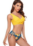 Yellow Floral Bandage Bikini Set