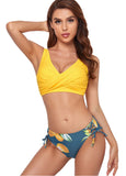 Yellow Floral Bandage Bikini Set